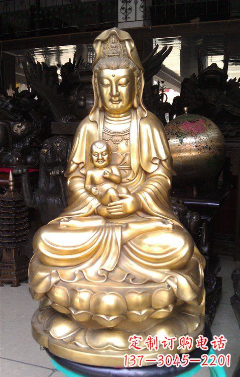 开封铸铜送子观音雕塑