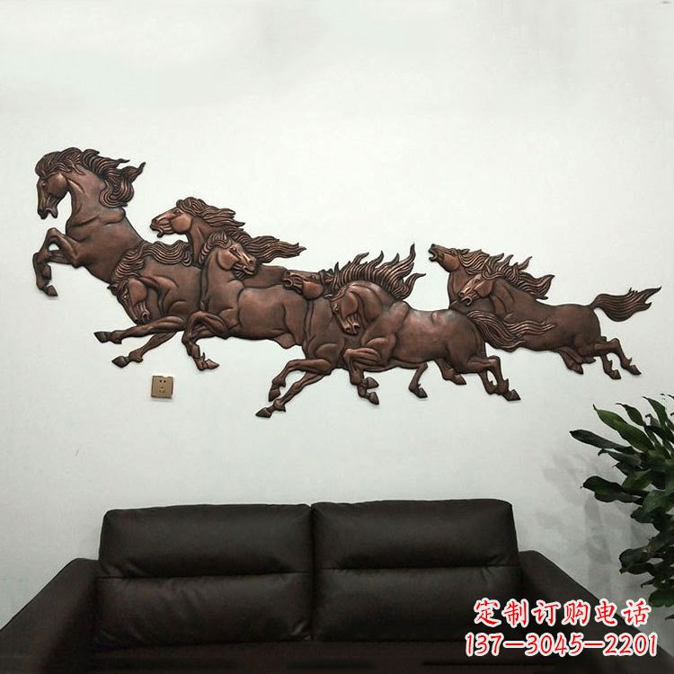 开封紫铜马儿浮雕装饰画