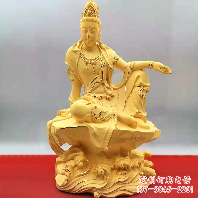 开封自在观音纯铜镀金雕塑