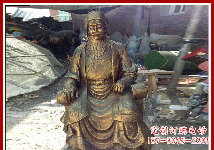 开封坐式成吉思汗铜雕