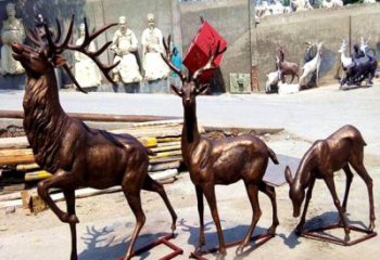 开封铸铜鹿雕塑