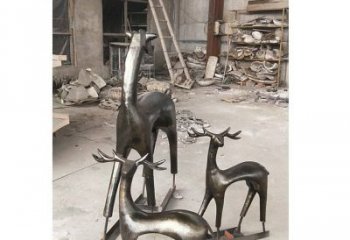 开封铸铜梅花鹿动物铜雕摆件