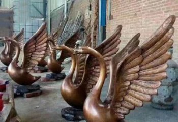 开封铸铜天鹅喷水动物喷泉雕塑