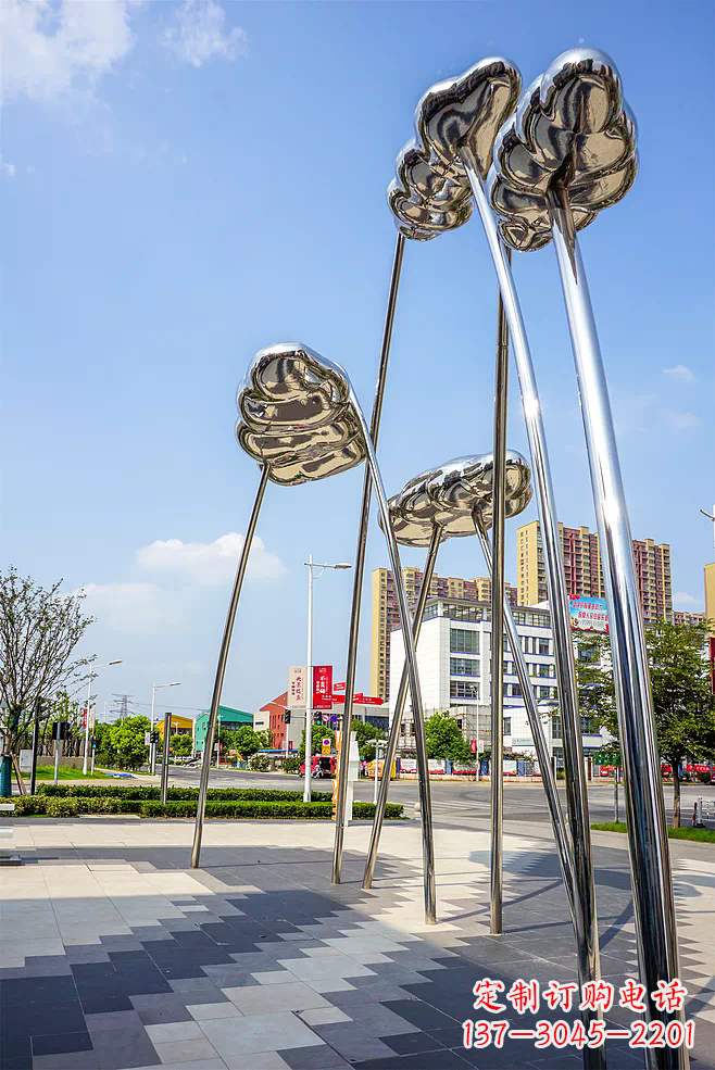 开封荷叶雕塑-广场不锈钢抽象艺术荷叶雕塑
